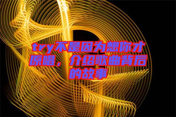 try不是因?yàn)橄肽悴旁?，介紹歌曲背后的故事