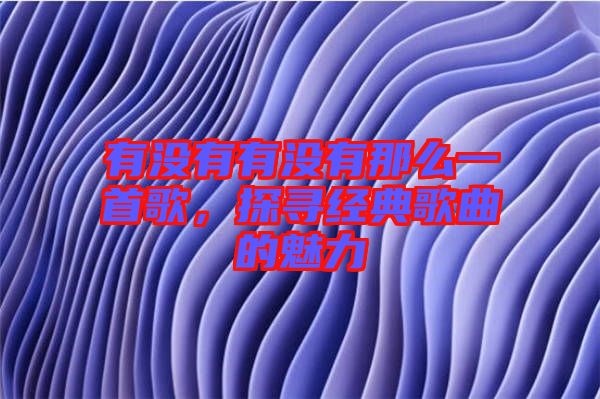 有沒有有沒有那么一首歌，探尋經(jīng)典歌曲的魅力
