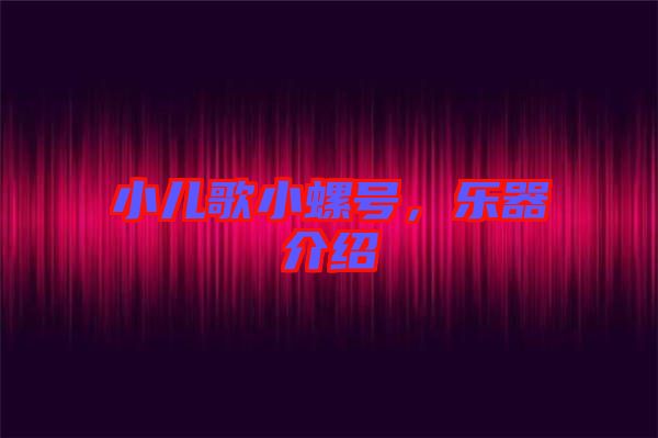 小兒歌小螺號(hào)，樂(lè)器介紹