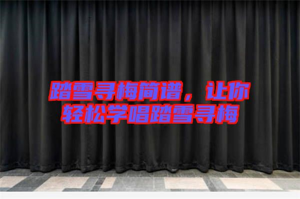 踏雪尋梅簡譜，讓你輕松學(xué)唱踏雪尋梅